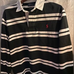 Ralph Lauren Black and White Striped Rugby NWOT